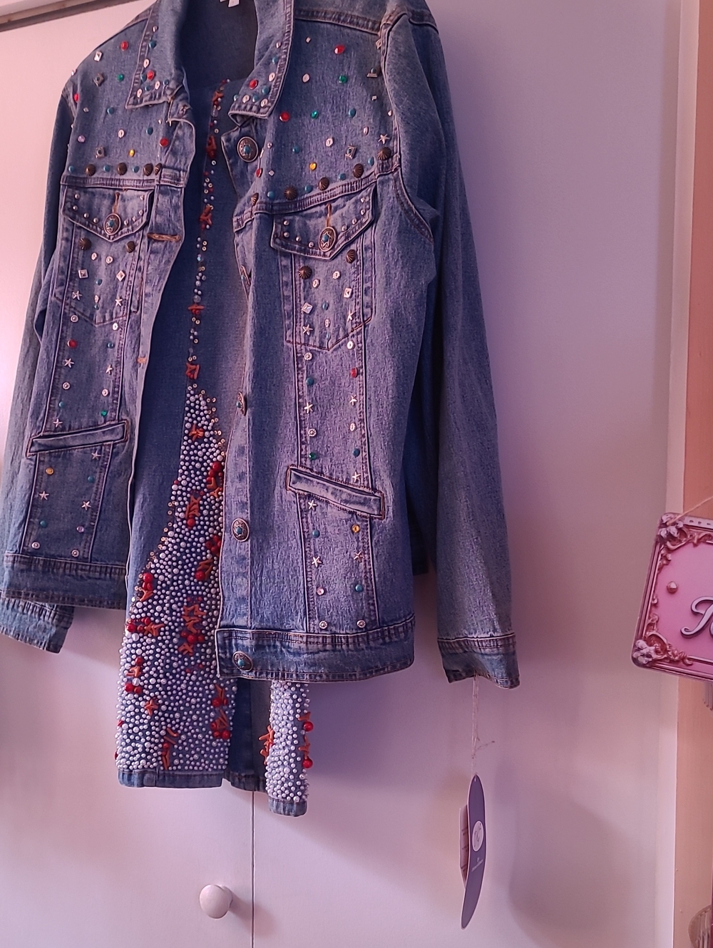 DG2 by Diane Gilman Light Blue Embellished Denim Jacket